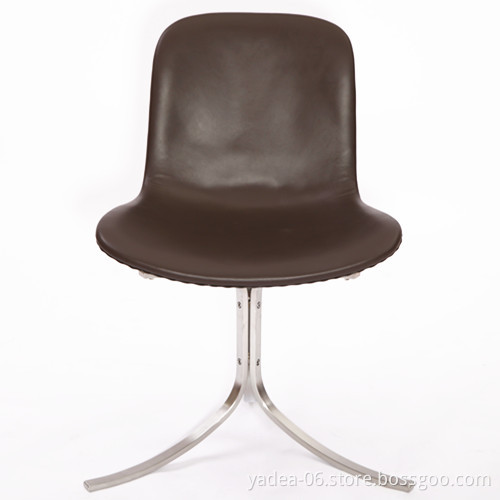 Top grain leather tripod dinining chair PK9 Poul Kjaerholm designer chairs